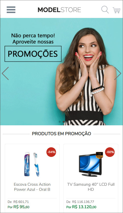 Cadastro de banners e carrossel de banners na loja