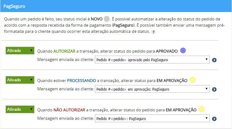 Altera��o de status do pedido