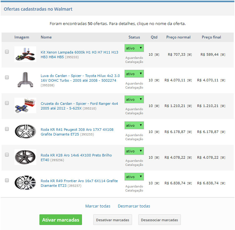 Ofertas cadastradas