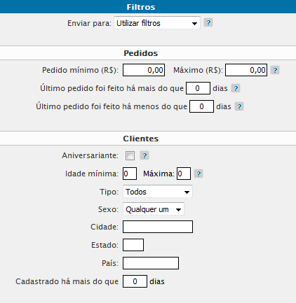 Filtros para envio de e-mail marketing