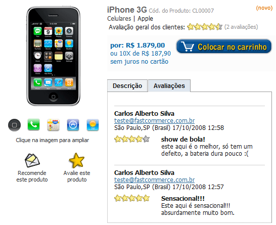 Opini�o sobre produtos